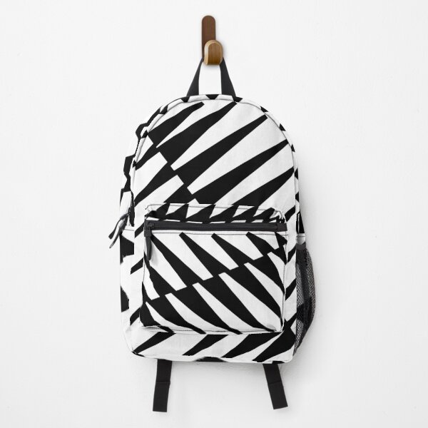 Item preview, Jagged Bold Zig Zag Triangle Bag Backpack - Black and White designed and sold by artfulnotebook.