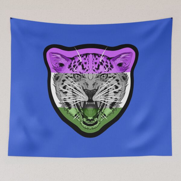 Item preview, Gender Queer Jaguar illustrated Jaguar PRIDE series gender queer pride flag designed and sold by WalkingInNature.