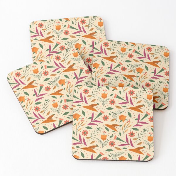 Item preview, Hand painted orange exotic floral pattern designed and sold by crazy merchs.