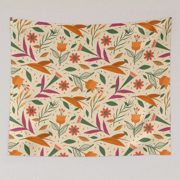 Item preview, Hand painted orange exotic floral pattern designed and sold by crazy merchs.