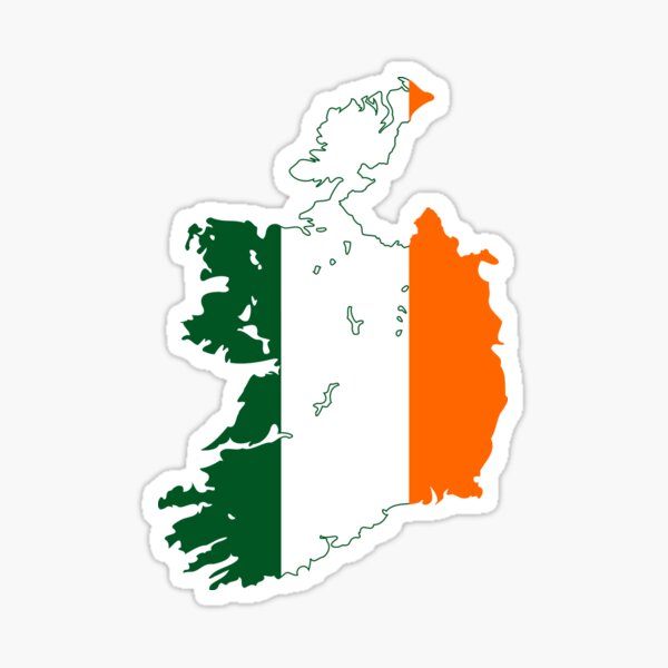 Flag Map of Ireland Sticker