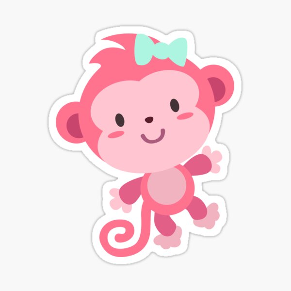 "Cute Pink Monkey Design" Sticker for Sale by pomnook Redbubble