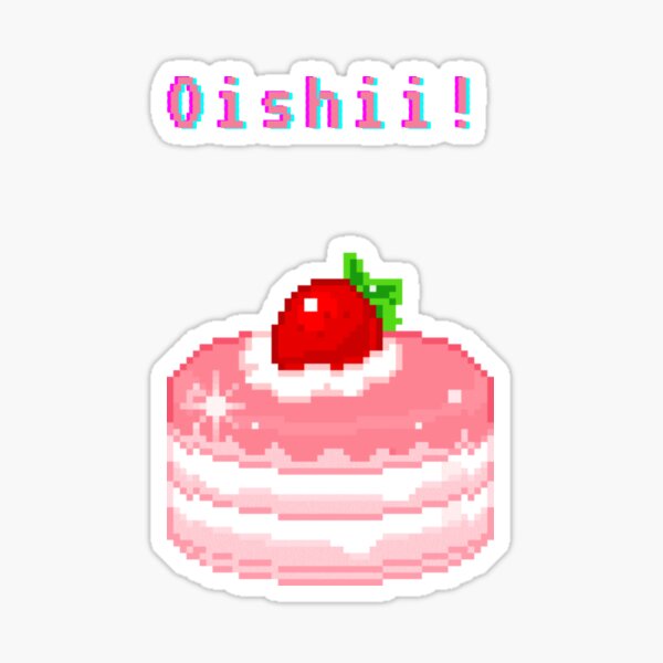 Kawaii Pixel Oishii Dream Dessert ( strawberry pancakee) Glossy Sticker