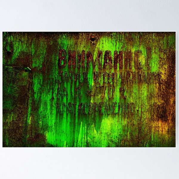 Acid texture with letters, corrosion and warm paint Poster