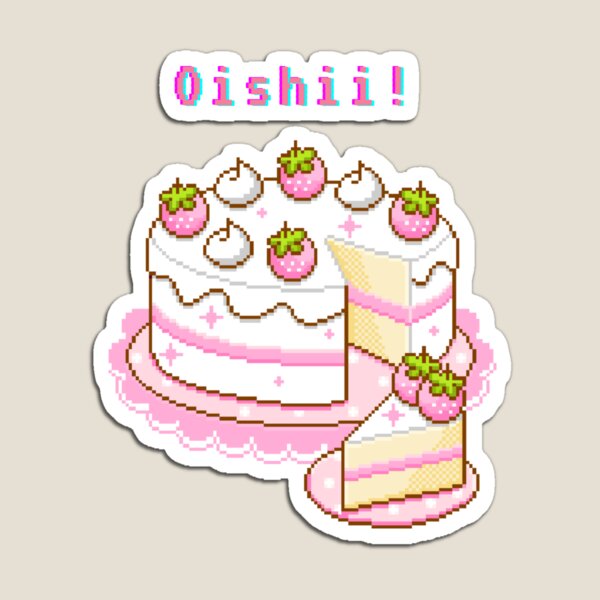 Kawaii Pixel Oishii Dream Dessert ( strawberry & Cream sponge Cakee) Magnet