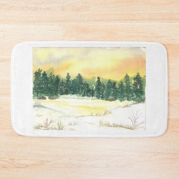 Item preview, Sumac- Watercolor Pines Winter Sunset designed and sold by Bunkhouse.