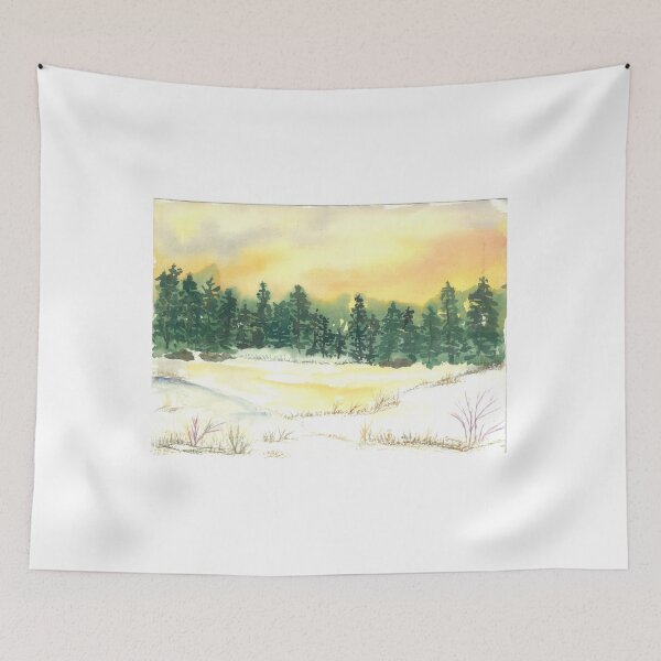 Item preview, Sumac- Acuarela Pinos Atardecer de invierno designed and sold by Bunkhouse.