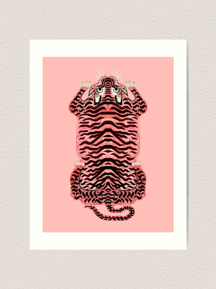 Pink Tibetan Tiger Rug Art Board Print for Sale by