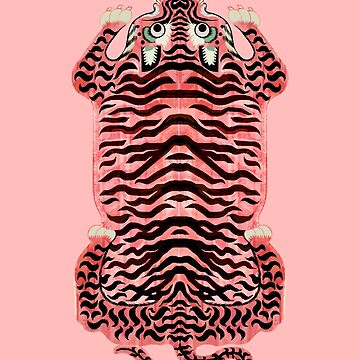 Artwork thumbnail, Pink Tibetan Tiger Rug by Giddygoatthe3rd