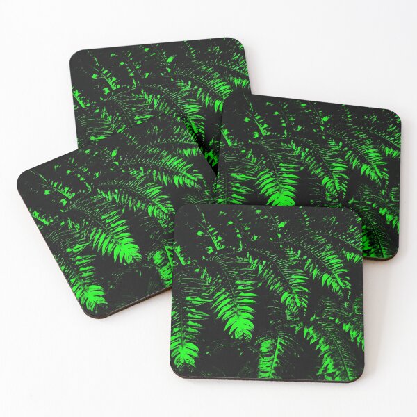Item preview, black and green abstract pattern fern leaves designed and sold by nataliavavilina.