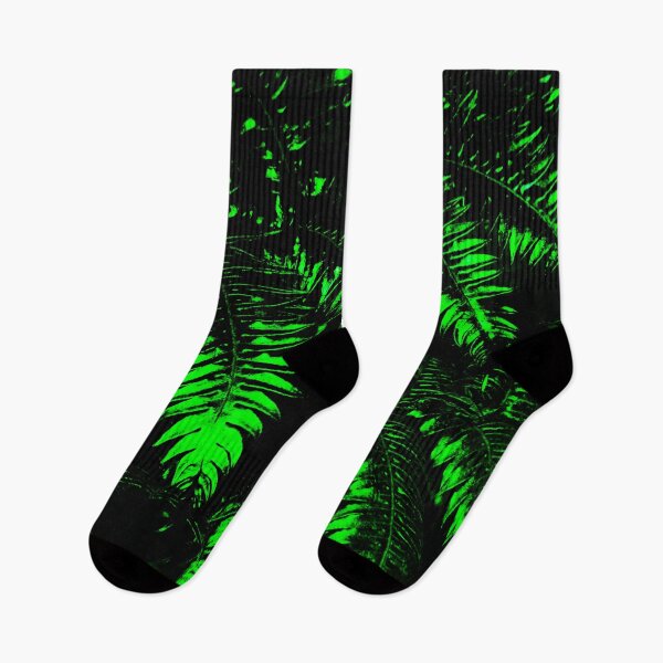 Item preview, black and green abstract pattern fern leaves designed and sold by nataliavavilina.