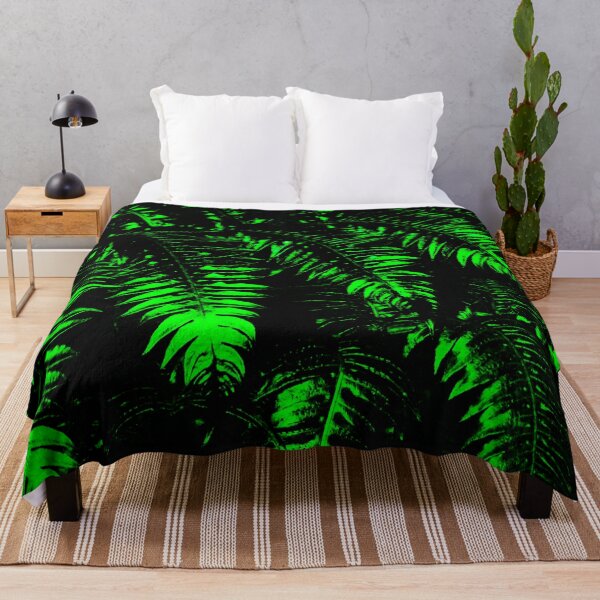 Item preview, black and green abstract pattern fern leaves designed and sold by nataliavavilina.