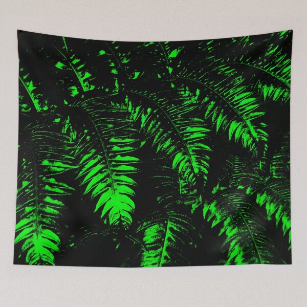 Item preview, black and green abstract pattern fern leaves designed and sold by nataliavavilina.
