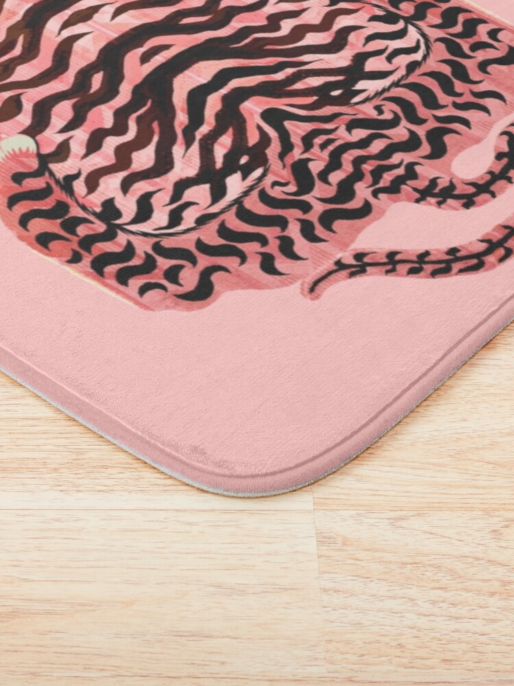 Thumbnail 3 of 6, Bath Mat, Pink Tibetan Tiger Rug designed and sold by Giddygoatthe3rd.