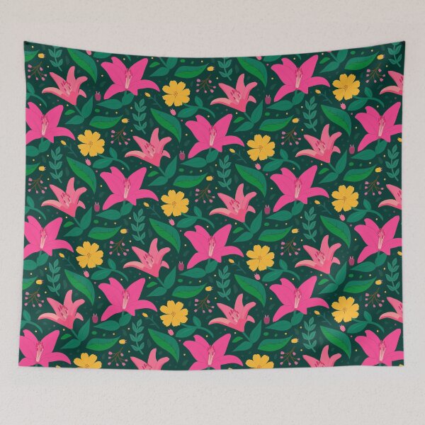 Item preview, Hand painted orange exotic floral pattern designed and sold by crazy merchs.