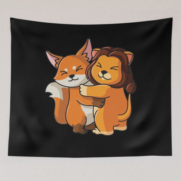 Item preview, Fox and Lion cute Hug Cuddle Animals designed and sold by 123428094.