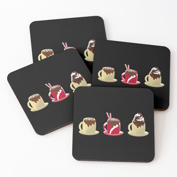 Item preview, Hot Chocolate Winter Drinks. Hot Cocoa and Hot Chocolate with Marshmallows, Peppermint Sticks and Whipped Cream. (Black Background) designed and sold by ArtByLM.