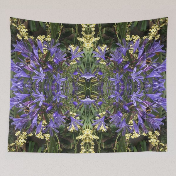 Item preview, Botanical Divine, Bumbling Bees in the Blue, Mauve and Gold - Summertime Gardens designed and sold by RoseAromas.