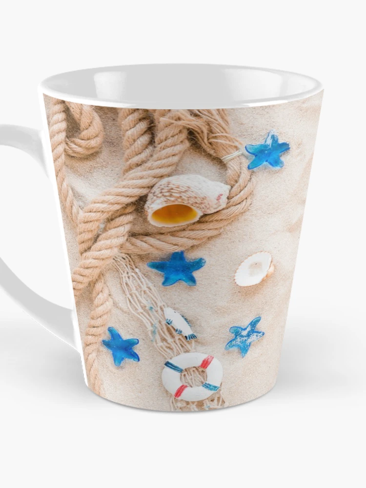 Thumbnail 3 of 4, Coffee Mug, Small Sea Shells With Nautical Rope Sand designed and sold by JTS STORE.