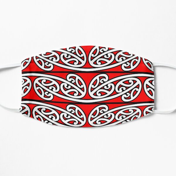 Kowhaiwhai Pattern, Mangopare, Version 5, Red, Large Flat Mask