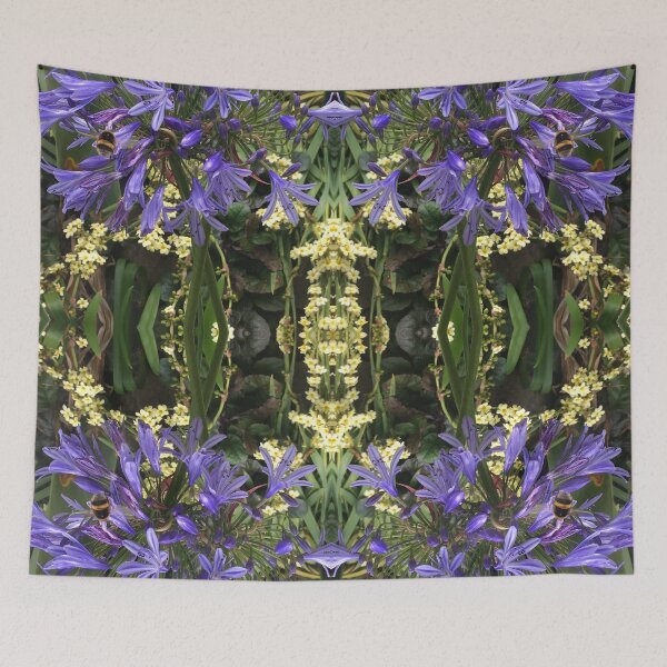 Item preview, Botanical Divine, Bumbling Bees in the Blue, Mauve and Gold - Summertime Gardens designed and sold by RoseAromas.