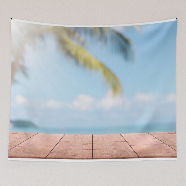 Item preview, Empty Wood Table With Beautiful Beach Landscape Background designed and sold by JTS STORE.