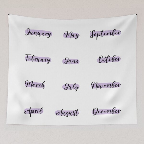 Item preview, Bujo journal calendar months lilac stickersheet designed and sold by Between Clouds.