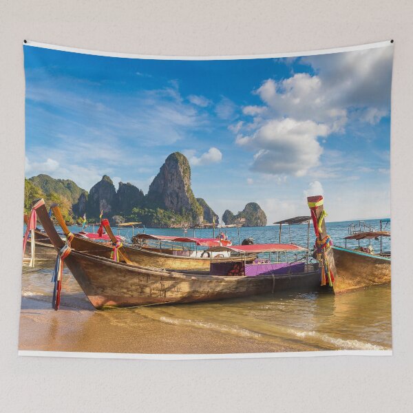 Item preview, Traditional Long Tail Boat On Railay Beach Krabi Thailand designed and sold by JTS STORE.