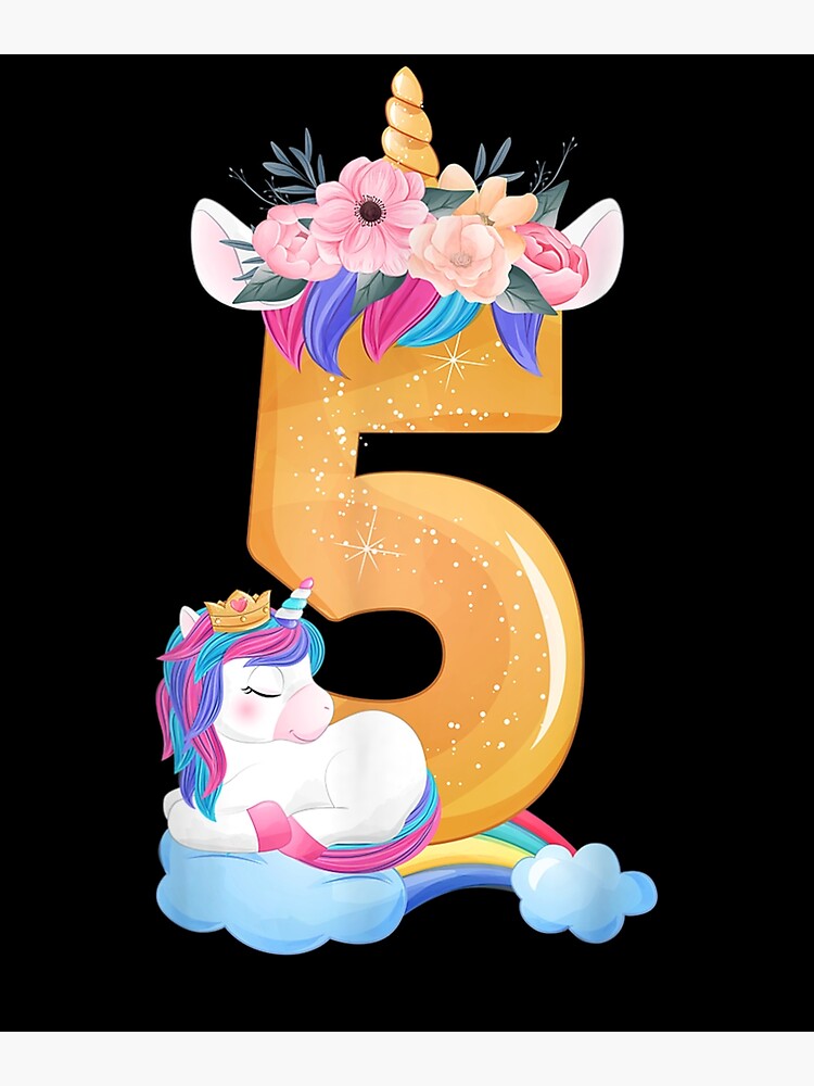 Poster for Sale avec l'œuvre « 5 ans anniversaire fille cadeaux licorne  5ème anniversaire » de l'artiste luannleonard