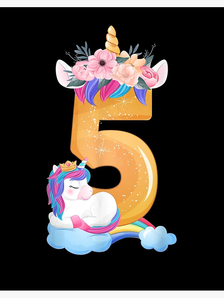 Cumpleaños de 5 años Regalos para niña Unicornio 5to cumpleaños | Lámina  rígida