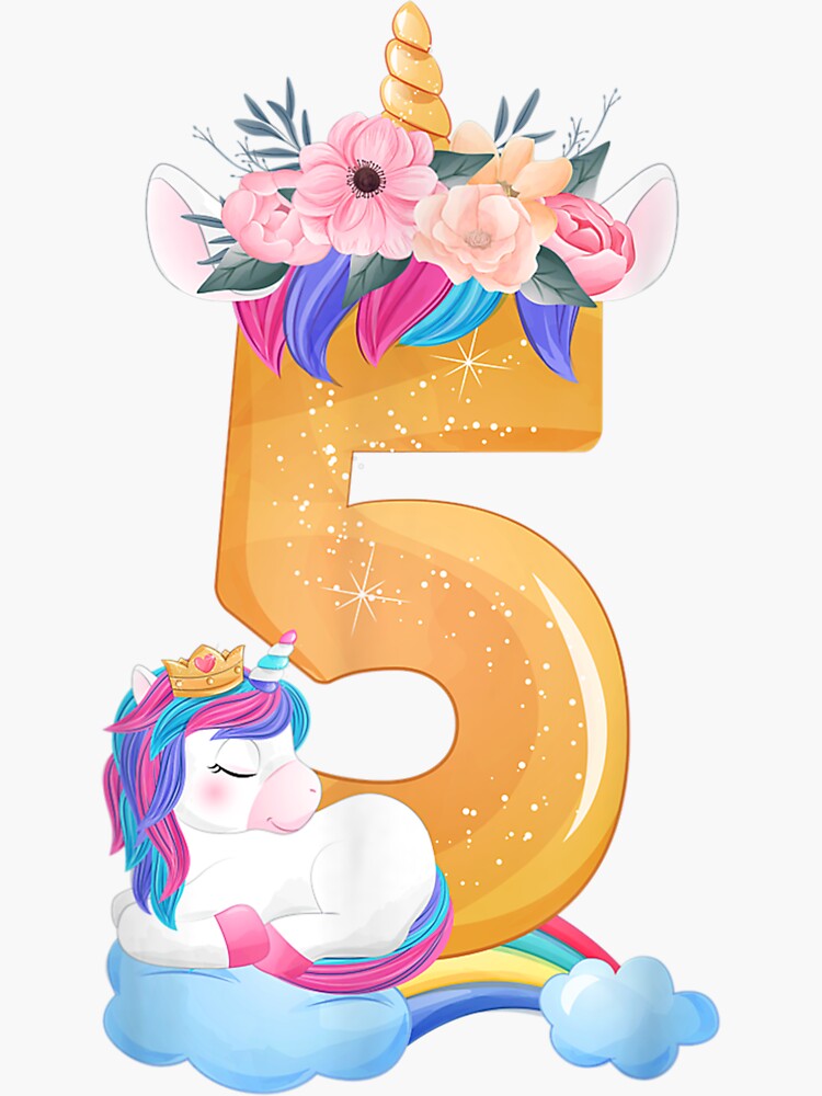 Cumpleaños de 5 años Regalos para niña Unicornio 5to cumpleaños | Lámina  rígida