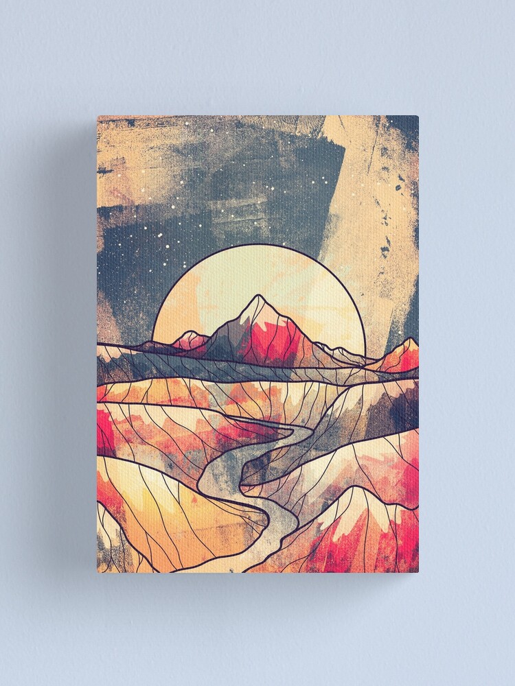Alternate view of Retro river mountains Canvas Print