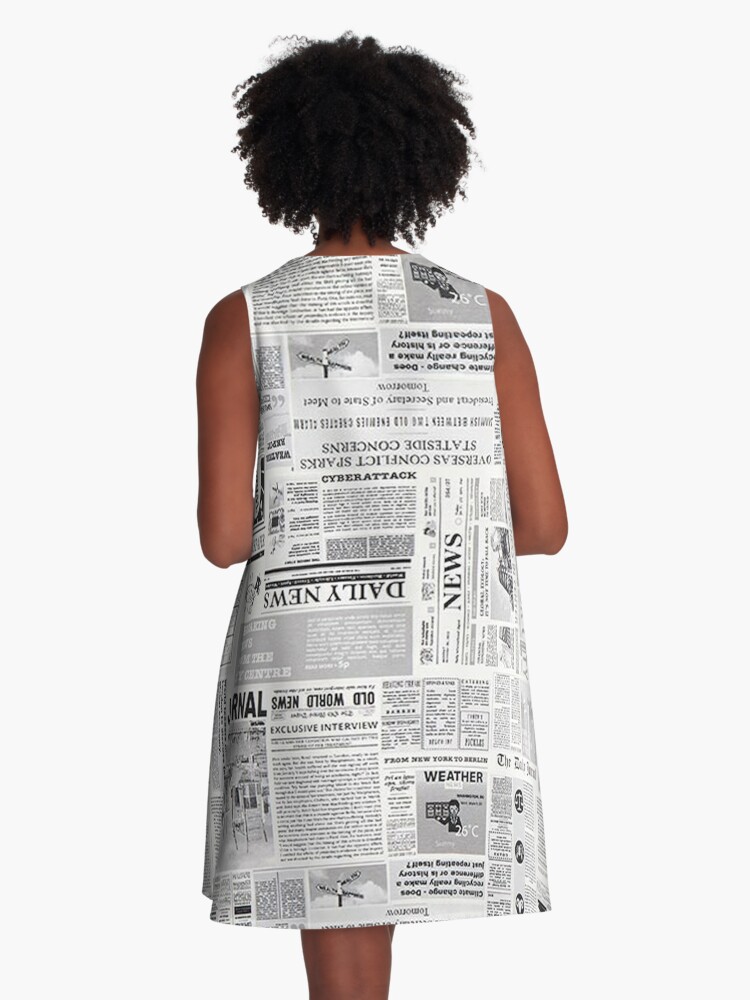 Beige Newspaper midi dress