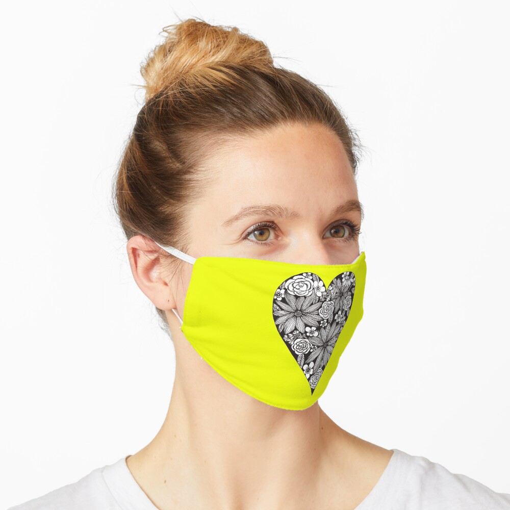 Schwarzes florales Herz Maske
