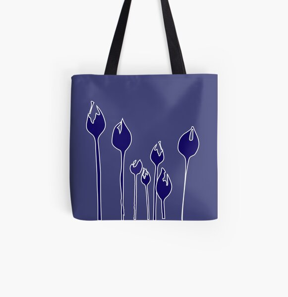 Elegant Art Deco wild tulip flowers dancing in the wind - Navy royal electric blue All Over Print Tote Bag