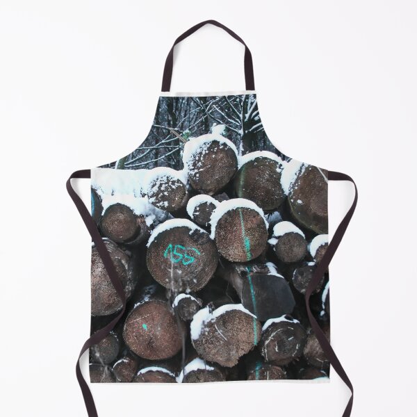 Item preview, Tree trunks stacked by snow covered in winter forest designed and sold by AOCreativeProd.