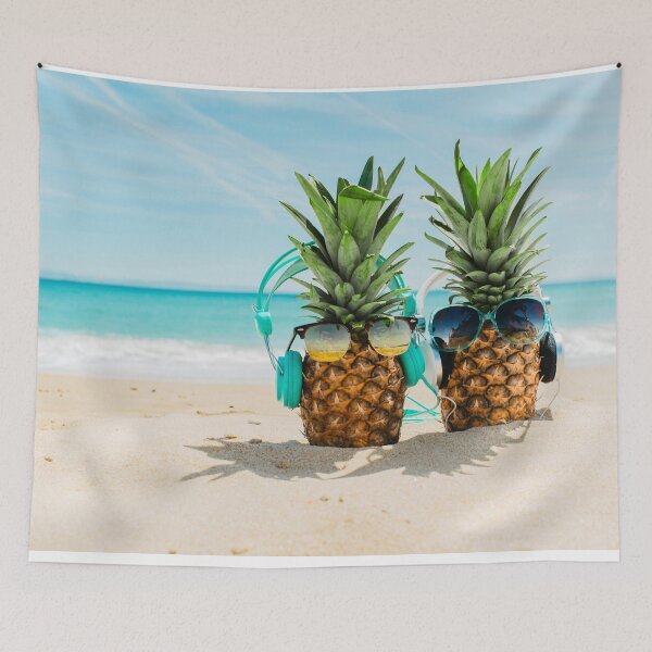 Item preview, Cool Pineapples Wearing Headphone On the Beach designed and sold by JTS STORE.