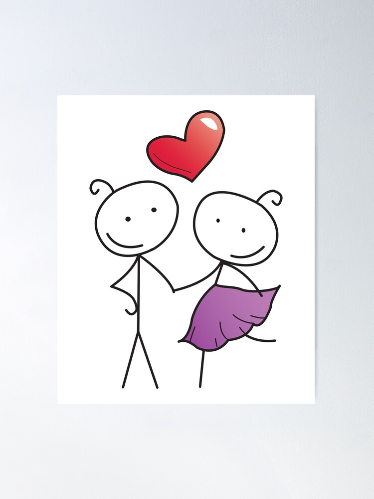 Stick couple in love near each other Art Print for Sale by