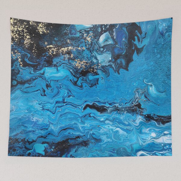 Item preview, Abctract Art Blue Ocean and Gold sand designed and sold by LenaBond.