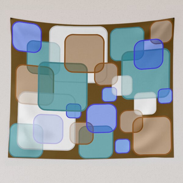 Item preview, Retro Square Bubbles - Teal, Brown and Blue designed and sold by Quooki.