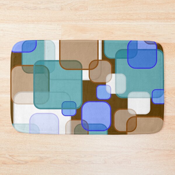 Item preview, Retro Square Bubbles - Teal, Brown and Blue designed and sold by Quooki.