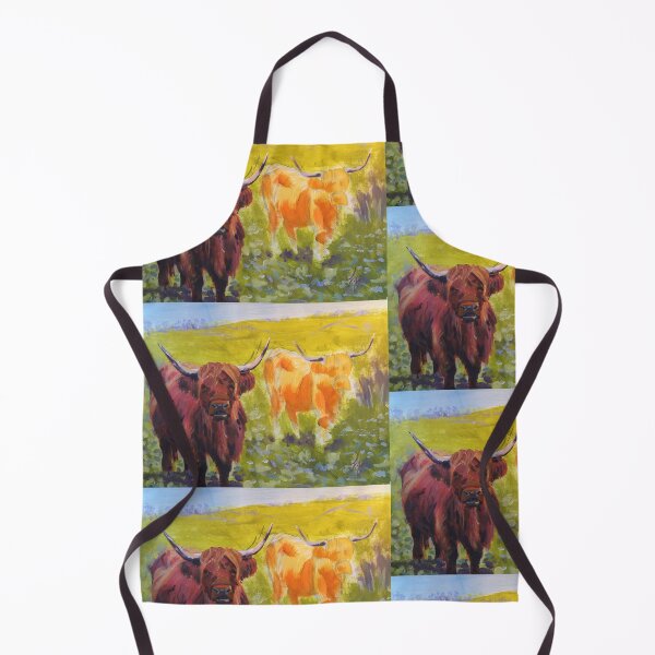 Item preview, Scottish Highland cow painting - cattle with horns and long hair designed and sold by MikeJory.