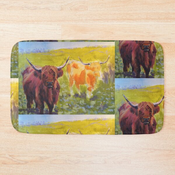 Item preview, Scottish Highland cow painting - cattle with horns and long hair  designed and sold by MikeJory.