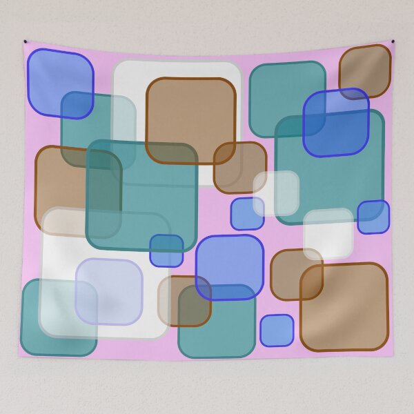 Item preview, Retro Square Bubbles - Teal, Brown and Blue designed and sold by Quooki.