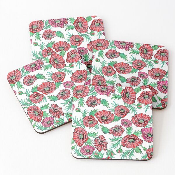 Item preview, Red and pink Poppy floral, red flowers designed and sold by MagentaRose.