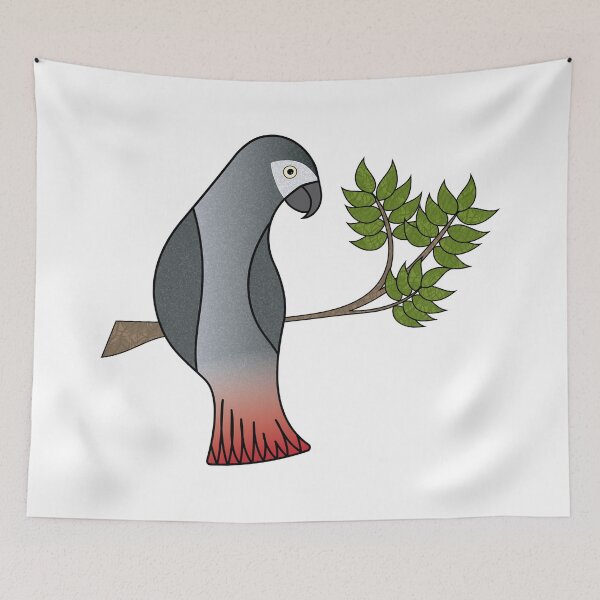 Item preview, Grey parrot on a branch designed and sold by ZsLSz.