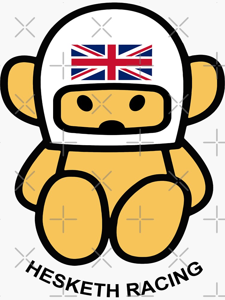Thumbnail 3 of 3, Sticker, JAMES HUNT Teddy bear-breasted HESKETH RACING White helmet designed and sold by Form-2-idea.