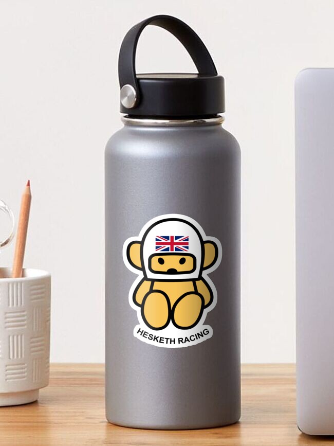 Thumbnail 1 of 3, Sticker, JAMES HUNT Teddy bear-breasted HESKETH RACING White helmet designed and sold by Form-2-idea.