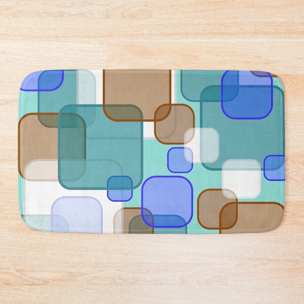 Item preview, Retro Square Bubbles - Teal, Brown and Blue designed and sold by Quooki.