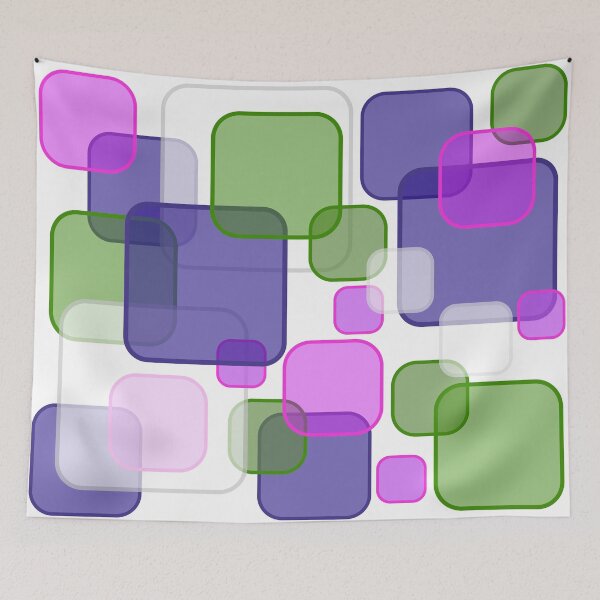 Item preview, Retro Square Bubbles - Purple, Pink and Green designed and sold by Quooki.